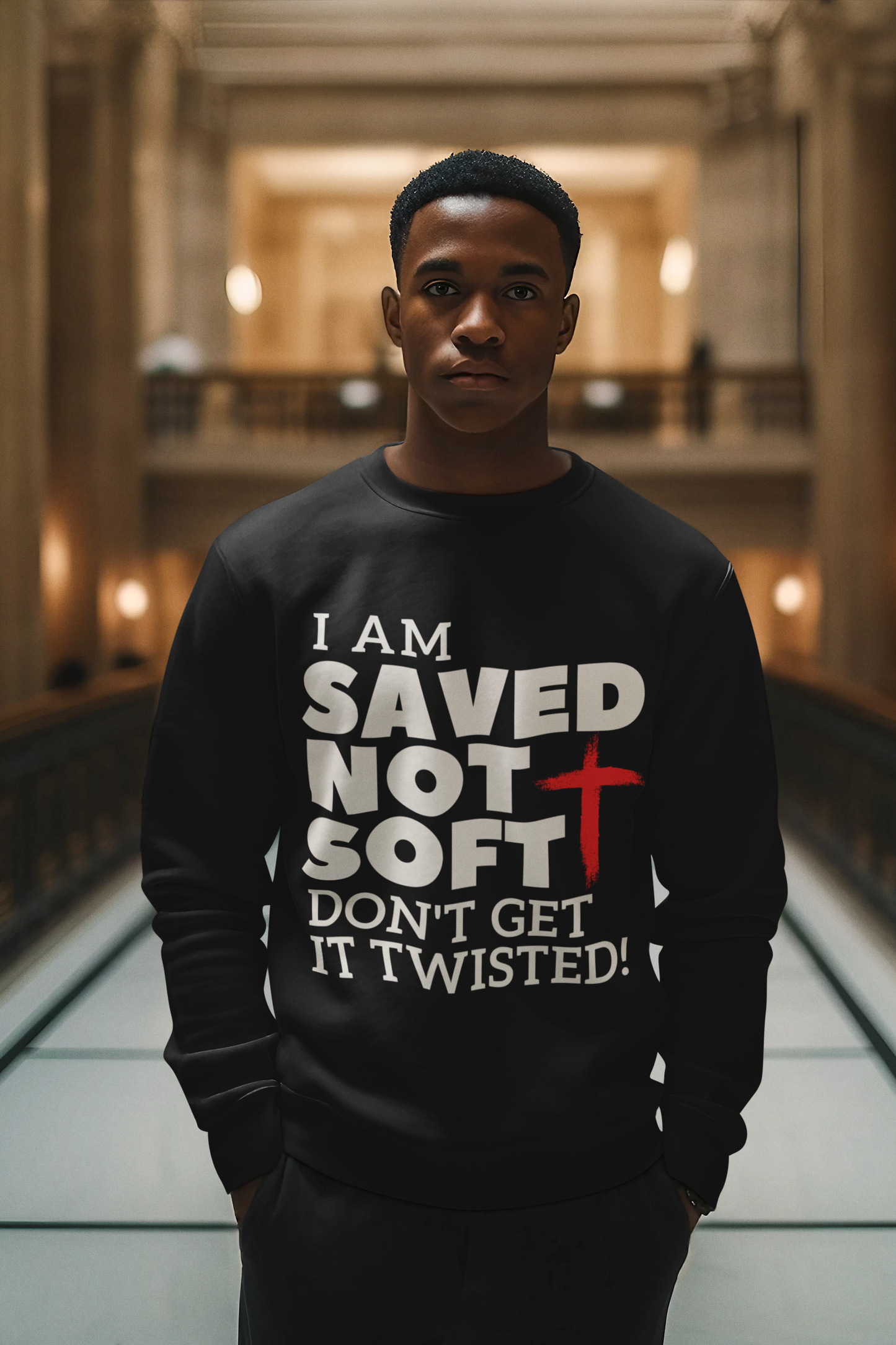 SAVED NOT SOFT UNISEX CREW SWEATSHIRT