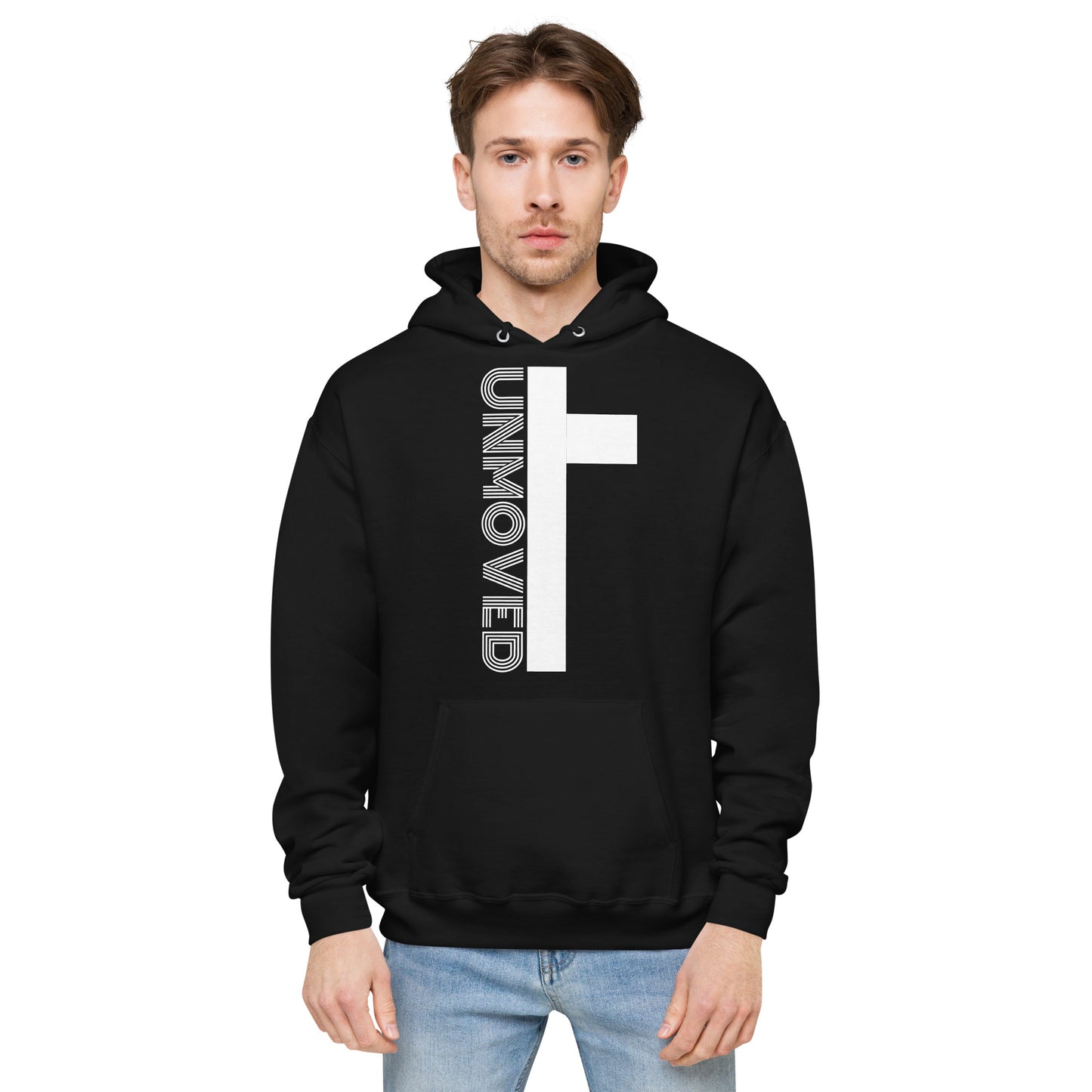 UNMOVED-CROSS UNISEX FLEECE HOODIE